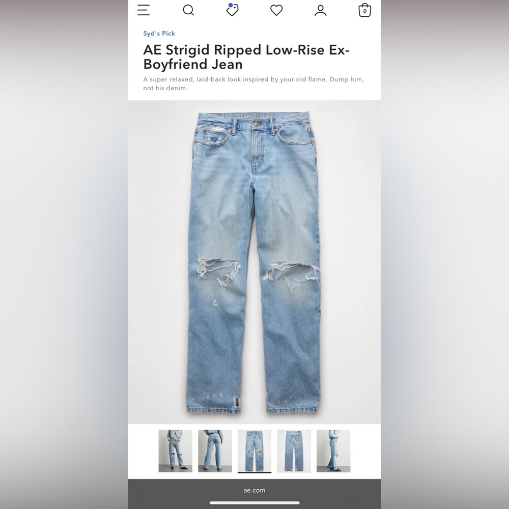 American Eagle Outfitters | Strigid Ripped Low-Rise Ex-Boyfriend Jeans